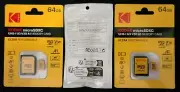 Kodak 64GB Memory Cards Lot of 2 with USB A & C Adapter V30 A1 UHS Ⅰ microSD