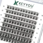 Lash Clusters 96pcs Individual Lashes D Curl 8-16MIX Cluster Lashes KEYYOU Volume Wispy Lash Extension Soft&Comfortable Easy DIY at Home(Y11 D-8-16MIX)