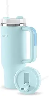 Avanti HYDROquench Stainless Steel Insulated Water Quencher, Tumbler 1 Litre with Handle & Straw - Leak Proof(Sipper lid only), BPA Free, Dual Lid, 24hr Cold Retention, Sea Breeze Blue