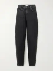 [FRAME] FRAME - The Narrow Peg High-rise Tapered Jeans - Black - 28 28 Black