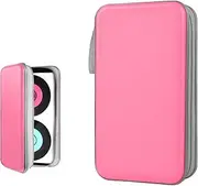 Sylvil Car CD DVD Case, 96 Capacity Hard Plastic CD Holder, Portable Zipper DVD Disc Organizer Storage Wallet with Closure and Handy Strap, Car Accessories for Home Office Travel (Pink)