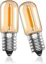 Bonlux Salt Lamp Bulbs 1W,E14 Oven Light Bulbs Replacement for 10W Halogen Bulb,SES Wax Burner Bulbs for Fridge Bulb,Amber Glass Vintage Mini Tubular Bulb AC220-240V(Non-Dimmable, Pack of 2) ﻿
