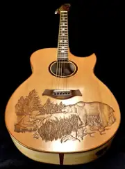 Acoustic Guitar Handmade by Blueberry, Jumbo, Hunter Motif Pre-Order 90 Days