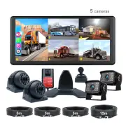 10.36"Quad Split Touch Screen IPS Monitor DVR Backup Camera Reversing 5CH Kit RV
