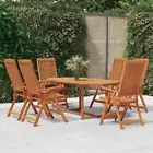 6-Person Patio Dinner Set Wooden Extending Dining Table And Reclining Chairs
