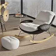 OWELLK Glider Rocker with High Backrest Modern Recliner Rocking Chair for Living Room Cozy Reading, Bedroom(White+Black)