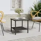 Side Table Black 45x45x45 cm Poly Rattan Tempered Glass Outdoor Furniture 19398