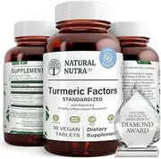 Natural Nutra Turmeric Curcumin with 95% Curcuminoids Extract, Max Potency Anti-Inflammatory Supplement with Rosemary for Brain Health, Calcium for Optimal Absorption, 350 mg, 30 Vegan Tablets