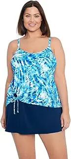 [Penbrooke] Shape Solver Women's Plus Wishy Washy Ring Soft Cup Adjustable Tankini Top Separate