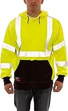 JOB SIGHT FR S88122.5X Class 3 Flame Resistant Hooded Sweatshirt with Zipper Closure, 2 Pockets and Silver Reflective Tape, Size 5X, Fluorescent Yellow/Green