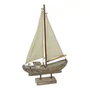 Decorative MDF 35cm Sailing Boat Centrepiece Accent Home Decor Small Natural