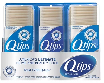 Q-tips Cotton Swabs-3 Pack 1750 Count.