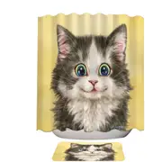Painted Cats Cute Happy Smiling Kitty Cat Shower Curtain
