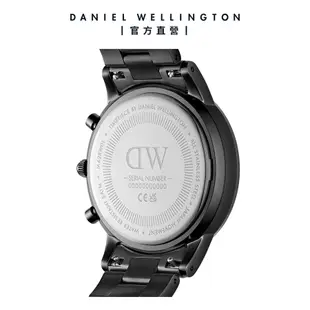 Daniel Wellington 手錶 Iconic Chronograph 42ｍｍ 曜夜黑三眼精鋼錶-黑錶盤(DW00100642)