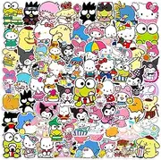 100 PCS My Melody and Kuromi Stickers, Hello Kitty Stickers Pompompurin Keroppi Stickers, Cute Stickers for Kids Teens Adults