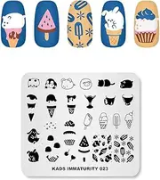 KADS Nail Art Stamp Template of Immaturity Cute Design Image Plate Stamping Plate for Nail Art DIY Tool for Manicure Ice Cream (IM023)