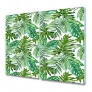 Glass Worktop Kitchen Chopping Board Jungle Leaves Exotic Watercolour 2x30x52