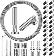 Curtain Wire Kit, Stainless Steel Hanging System, Wall Mount Clothesline, 497.84cmx196 Inches Adjustable Tension Wire 1 Set, for, Drapes, Shower, Tapestry, Room Divider Use