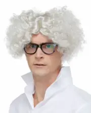 ADULT MENS MALE CRAZY MAD SCIENTIST DOC COSTUME WIG WHITE ALBERT EINSTEIN DELUXE