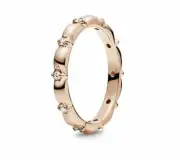 Pandora Rose Gold 14k Plated Flower Petals Band CZ Ring 188791C01-50 Size 5