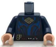 Lego New Dark Blue Minifig Torso Robe Dark Azure and Red Trim Gold Eye-Shaped