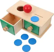 Toddmomy Montessori Infant Coin Box Toy - Wooden Coins and Balls Matching Box - Object Permanence Box for Toddler Baby Preschooler