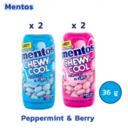 Mentos Chewy & Cool Mint Candy Peppermint Berry Flavor Fresh Breath Gummy 36 g.