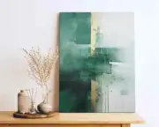Modern Abstract, Gold & Green 90*120cm Canvas Unframed Print Australian Wall Art