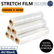 500mm x 400M Clear Stretch Film 25um Pallet Carton Shrink Wrapping Plastic Rolls