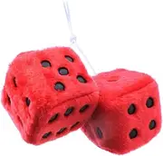 Car Dice, Pair of Dice Car Decorations, White with Black Dots, Fuzzy Dice, Nostalgic Retro Square Soft Dice with White Dots, Fuzzy Dice for Car Mirror Key Ring