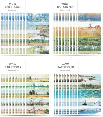 Wow Bar Sticker Oscar Claude Monet set - Mini size cute stickers, square