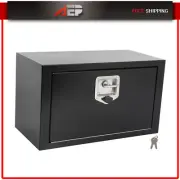 24"x"12"x14" Black Storage Tool Box W/2x Chain + 1x Lock For Truck RV Garage