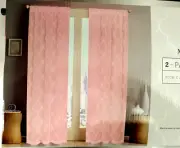 NEW Maura Collection 2 Sheer Pole Top Panels Pinky Peach Luxe Trellis Pattern