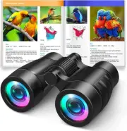 Boy Toys Ages 3-8: Kids Binoculars with Bird Watching Manual 4 5 6 7 8 Black