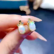 2Ct Oval Cut Lab Created Fire Opal Women Stud Earring 14K Yellow Gold Plated