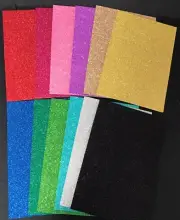 5 SHEETS EVA FOAM GLITTER - ART & CRAFT & DIY 12 ASSORTED COLOURS 200MM X 295MM