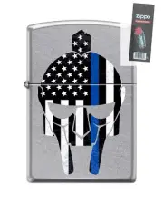 Zippo 57223 gladiator spartan helmet blue line Lighter + FLINT PACK