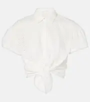 [Poupette St Barth] Poupette St Barth Cycas broderie anglaise cropped shirt L/XL white