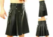MENS GENUINE REAL LEATHER GLADIATOR KILT SEXY GAY FETISH CLUBWEAR VINTAGE STYLE
