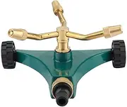 SOULONG 360° Rotating Lawn Sprinkler for Garden 3 Arm Lawn Sprinkler with Automatic Spray and Wheels Efficient Water Saving for Irrigation Roof Cooling