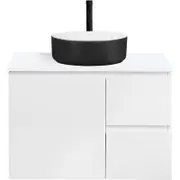 CIBO 750mm White Nordic Wall Hung Bathroom Vanity With Black And White Basin