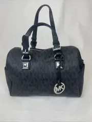 Michael Kors Grayson Signature Monogram Large Satchel Black/Gray