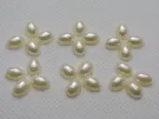 1000 Ivory Acrylic Tiny Oval Half Pearl Bead 4X6mm Flatback Gem Scrapbook Craft
