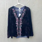 NWT Sundance Size XS Embroidered Velvet Traditions Long Sleeve Top MSRP $188 NEW