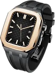 [KAVJU] Latest Stainless Steel Compatible With Apple Watch Band 8 7 6 5 4 SE Series 44mm 40mm Strap For IWatch Series 44mm Modification Noble Metal