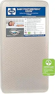 Sealy Baby Posturepedic Grow Breathable 2 Stage Waterproof Crib Mattress Plus Toddler Bed Fit, Non Toxic Cotton Cover, GREENGUARD Gold Certified, Safety & Quality Tested, Made in USA, 52"X28"
