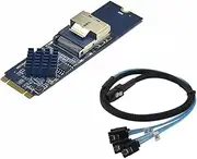 M.2 NVME to Mini SAS SFF-8087 Expansion Card Support 4 Port SATA3.0 6Gbps HDD SSD SATA Controller SFF8087 to M2 NVME Easy Install Easy to Use