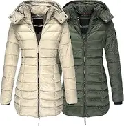 [JEShifangjiusu] 1/2 Piece Set Warm Hooded Down Jackets Winter Slim Fit Long Pike Hood Full Zip Heavy Duty Quilted Down Jacket For Women, Colour 2, Large