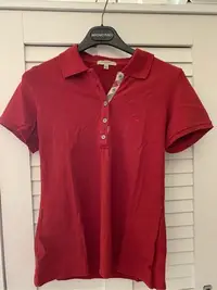 在飛比找Yahoo!奇摩拍賣優惠-小芬店舖～Burberry女款紅色POLO衫M號.保證真品