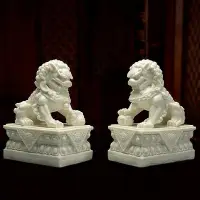 在飛比找Yahoo!奇摩拍賣優惠-星星館 德化白瓷石獅子陶瓷擺件北京太和殿石獅子神獸裝飾仿古工